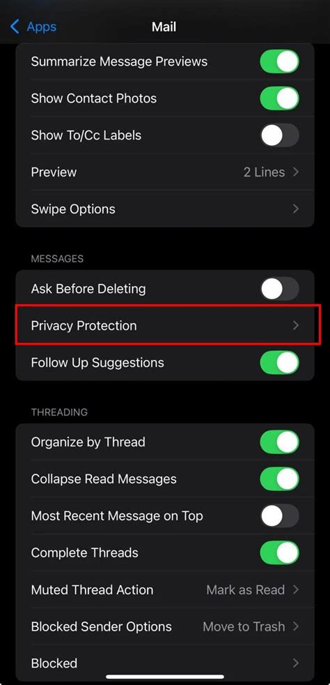 Enable Mail’s Privacy Options
