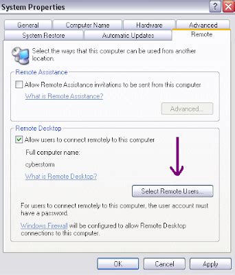 Enable Remote Desktop Windows XP
