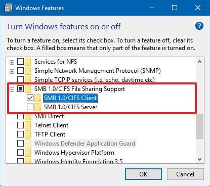 Enable SMB 1.0 Protocol