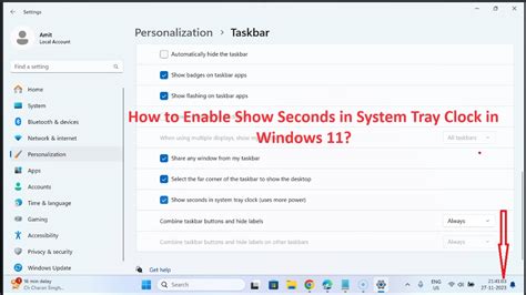 Enable Seconds in System Tray Clock on Windows 11