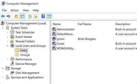Enable account with Computer Management