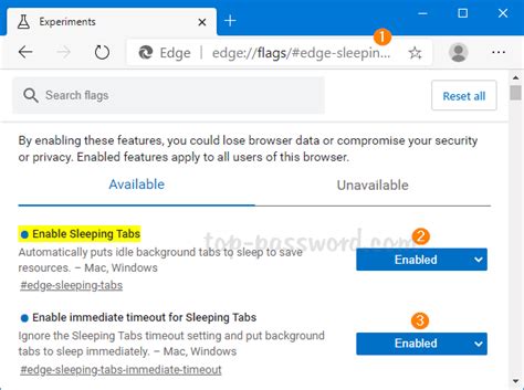 Enable and Use Sleeping Tab Feature in Edge