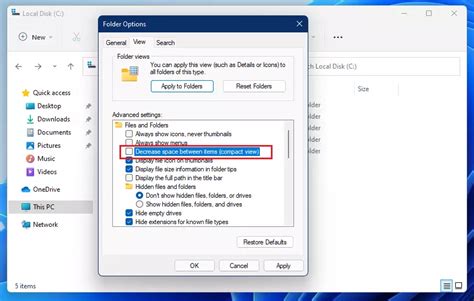 Enable or Disable Compact View in File Explorer on Windows 11