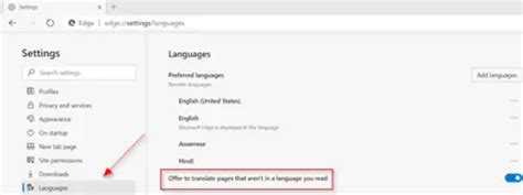 Enable or Disable Language Translate feature in Microsoft Edge