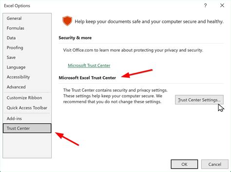 Enable or Disable Macros to Use Trust Center 2 in Office Files