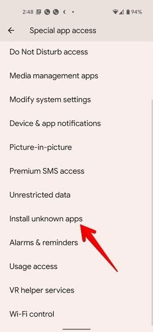Enable install from unknown sources