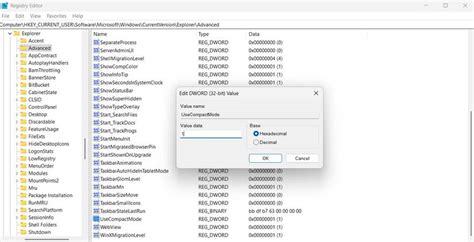 Enabling File Explorer Compact View Using The Registry Editor