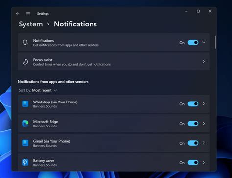 Enabling Or Disabling Notifications In Windows 11 Using Settings Menu