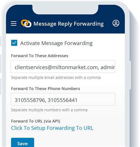 Enabling SMS MMS Text Message Forwarding