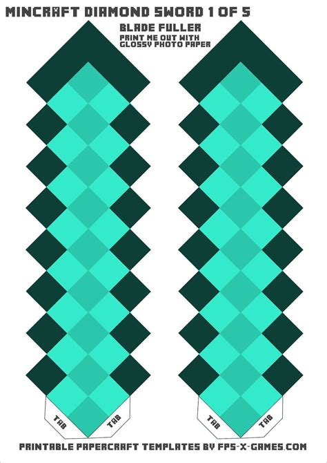 Enchanted Papercraft Minecraft Diamond Sword