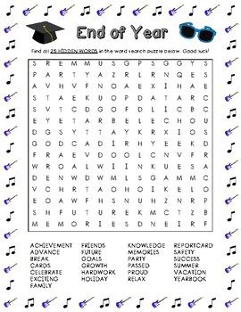 End Of The School Year Word Search Printable