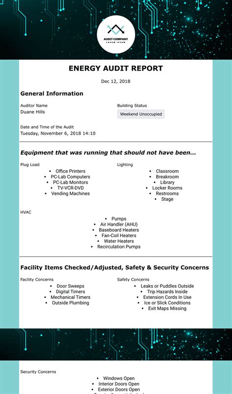 Energy Audit Report Template