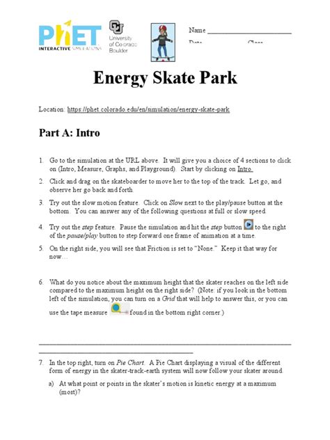 Energy Skate Park Worksheet