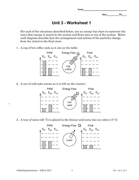 Energy Bar Charts Physics Worksheet Answers