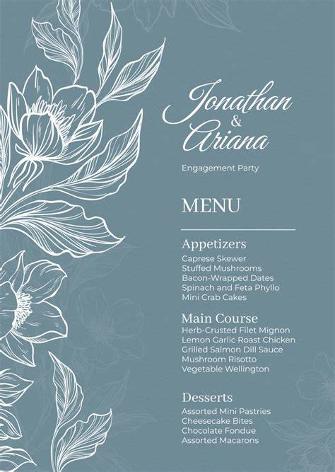 Engagement Party Menu Template Ideas & Examples