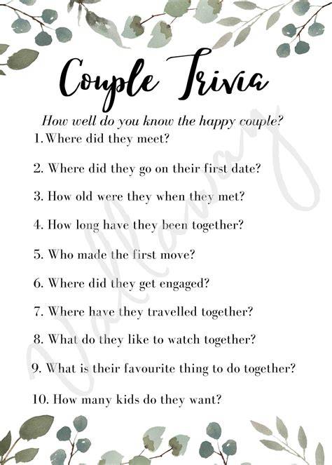 Engagement Party Trivia Questions & Fun Quiz