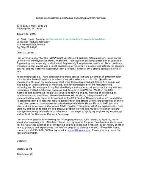 Engineering Internship Cover Letter Examples