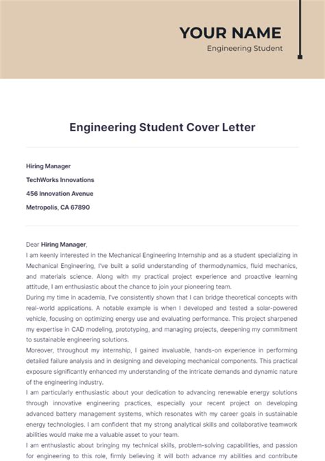 Engineering Student Cover Letter Examples