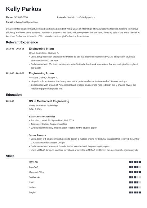Engineering Student Resume