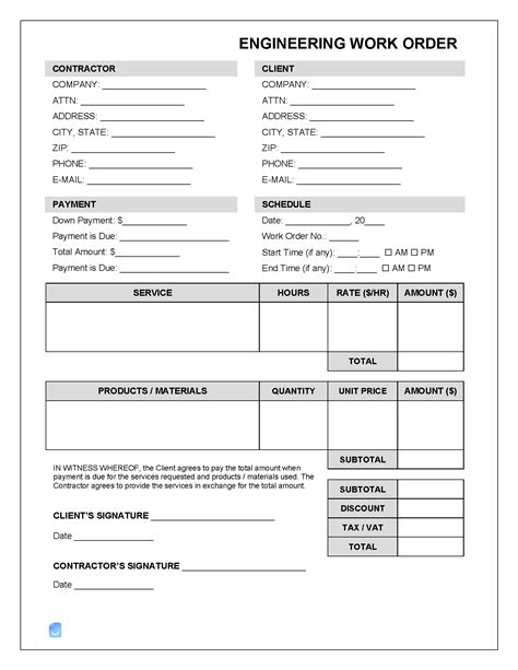 engineering drafting request work order form