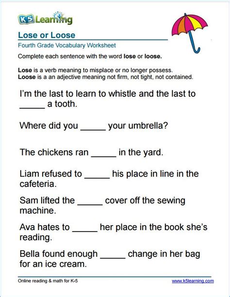 English Grammar Worksheets For Grade 4 With Answers Pdf