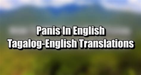 English Of Panis
