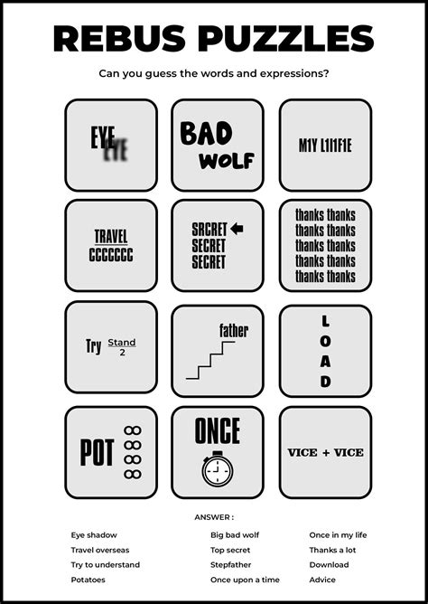 English Word Puzzles With Answers
