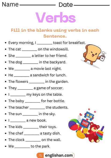 English Worksheets Verbs