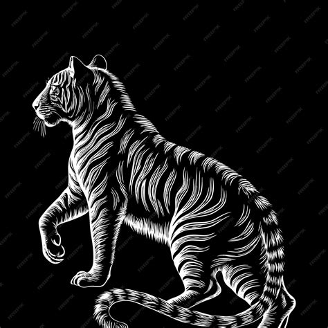 Download Engraving Drawing Animal of Tiger For Crafts