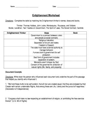 Enlightenment Worksheet Pdf Answers