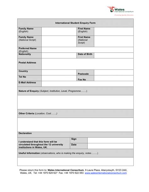 Enquiry Form Template Word