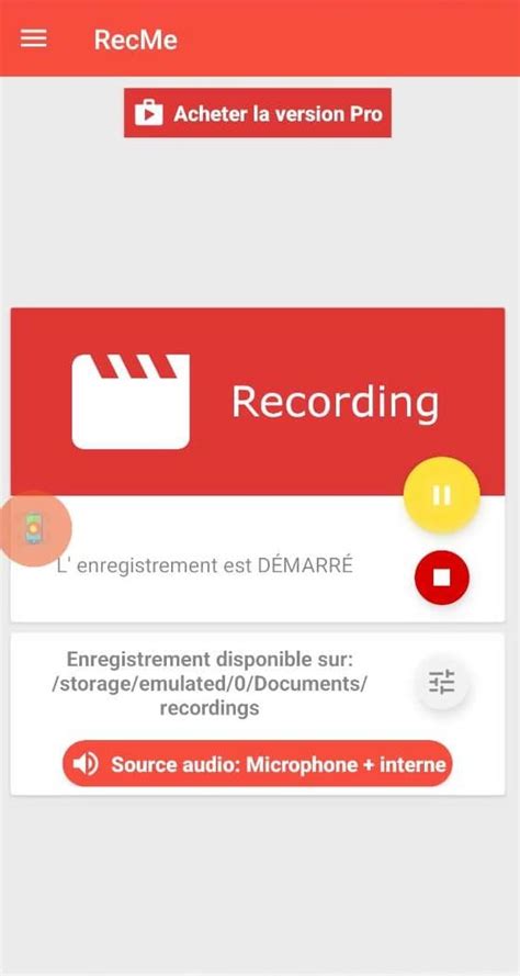 Enregistreur d'écran Android interface