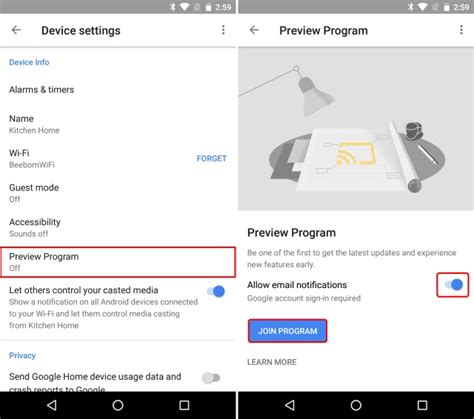 Enroll in Google Home Preview Program