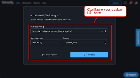 Enter a Custom Instagram URL
