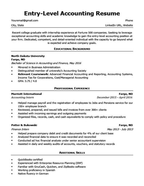 Entry Level Accounting Resume Templates