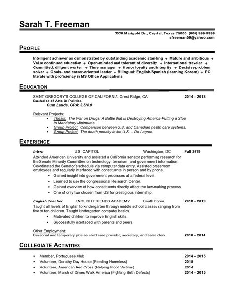 Entry Level Federal Resume Template