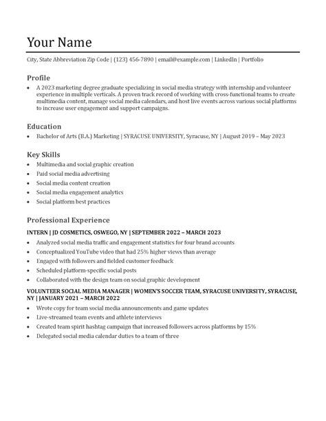 Entry Level Resume Templates Canada
