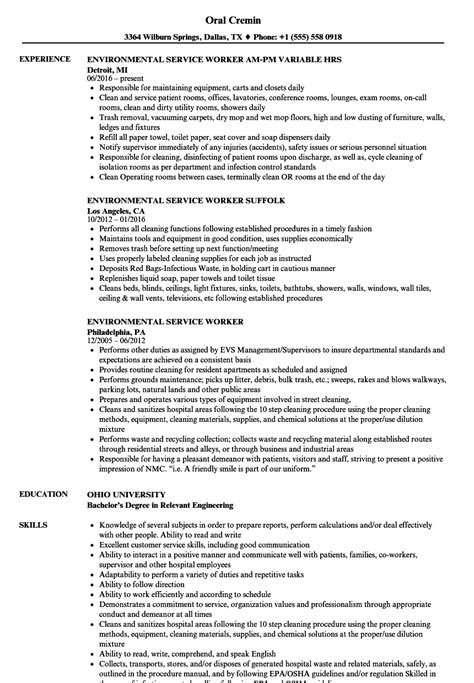 Environmental Services Resume Sample