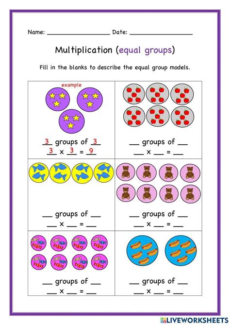 Equal Groups Worksheets Multiplication