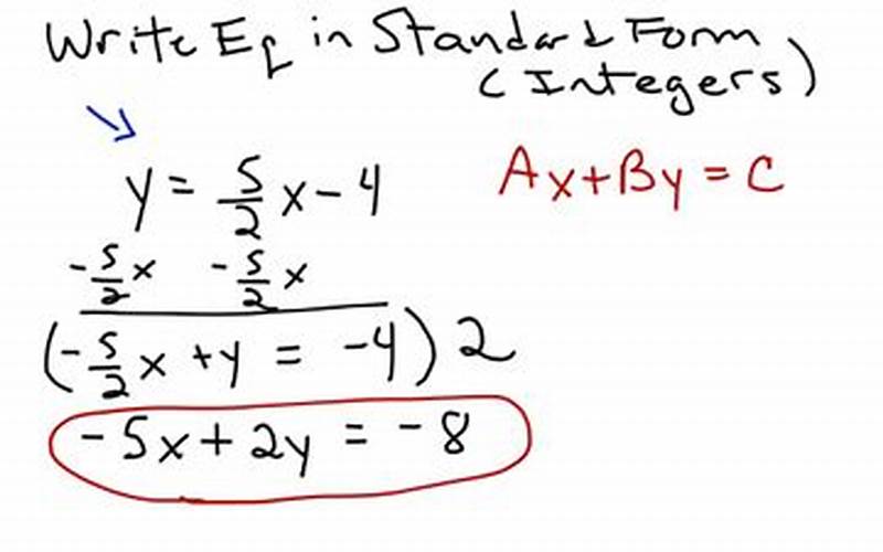 Equation In Standard Form Using Integers