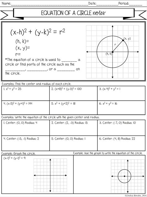 Equation Of A Circle Practice Worksheet