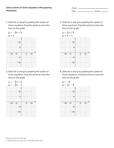 Equations in Standard Form - Solving Systems by Graphing Worksheet for