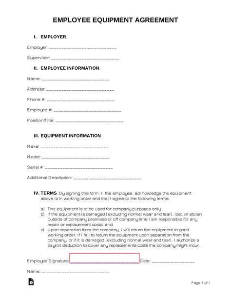 Equipment Contract Template