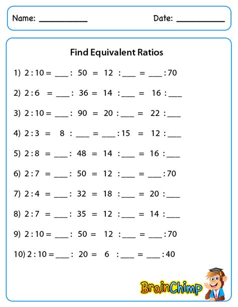 Equivalent Ratios Worksheet With Answers