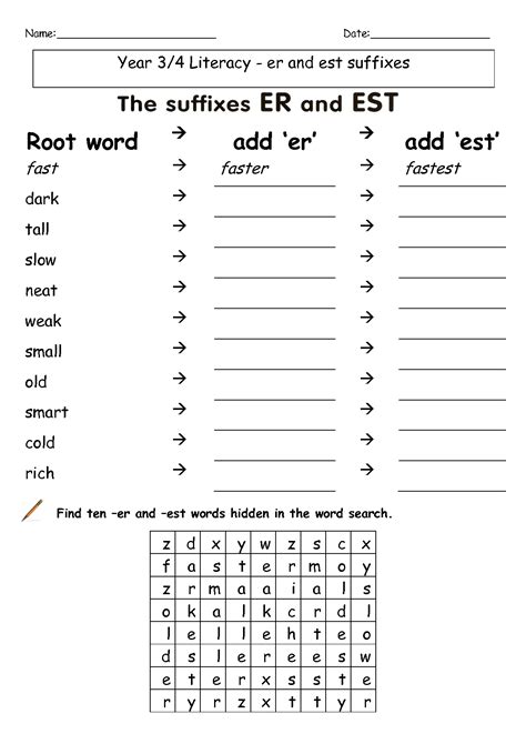 Er And Est Worksheets