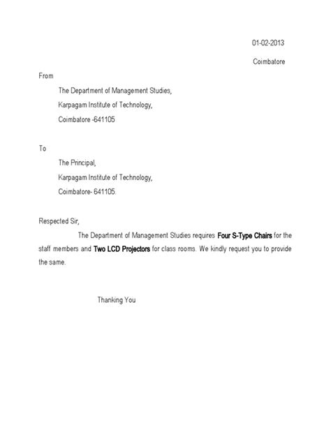 Ergonomic Chair Request Letter