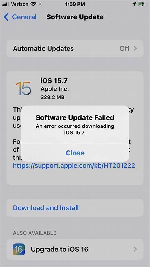 Error Messages while updating apps on IOS 15