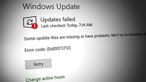 Error code 0x80073712 on computer screen