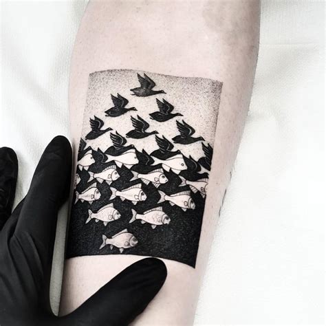60 Mc Escher Tattoo Designs For Men Graphic Artist Ink Ideas