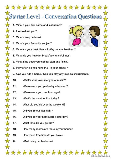 Esl Beginner Conversation Worksheets